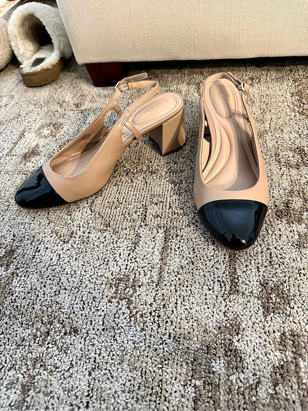 Kelly & Katie Slingback Heels in Beige & Black